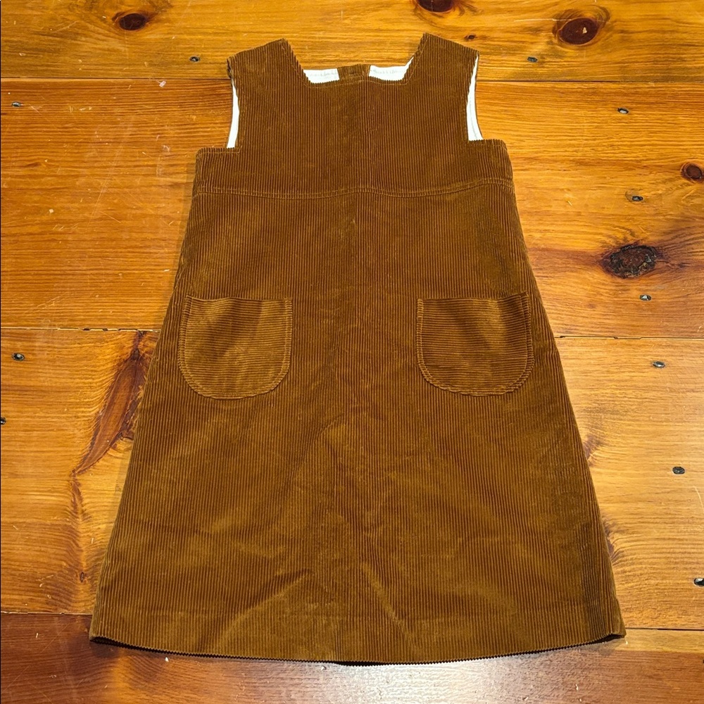 PAPO D'ANJO Portugal 12 Golden Brown Waled Corduroy Pinafore Dress Lined Shift